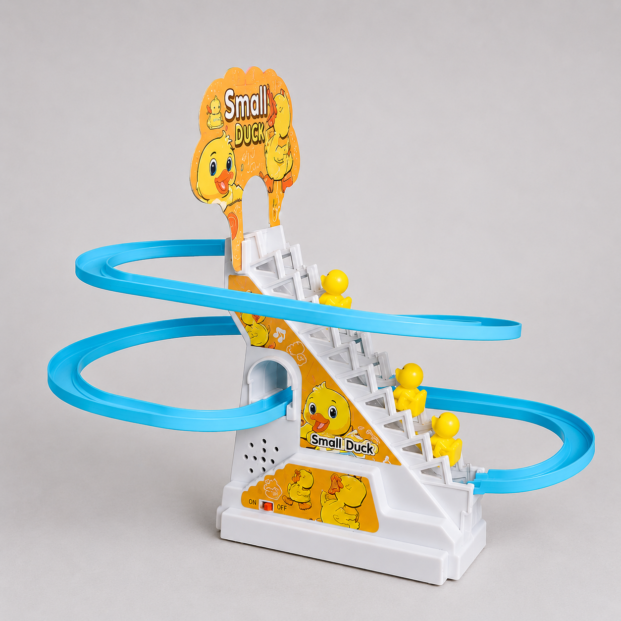 Small Duck Electric Climbing Stairs Toy – Musical Track Playset