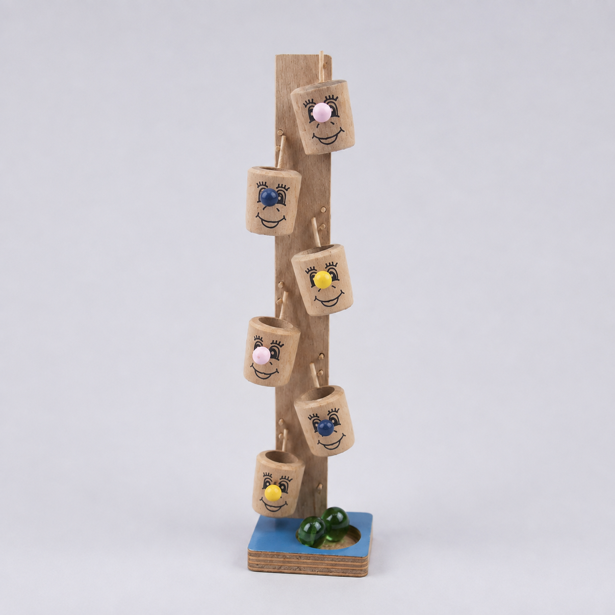 Wooden Marble Drop Game with Smiley Faces – Classic Skill Toy