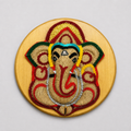 Handcrafted Straw & Fabric Ganesha Wall Hanging – Round Wooden Decor
