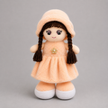 Peach Dress Rag Doll Soft Toy with Braided Hair and Hat