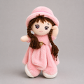 Pink Dress Rag Doll Soft Toy with Braided Hair and Hat