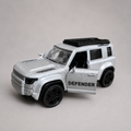 Land Rover Defender Silver Diecast Pull-Back Car with Roof Rack