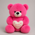 Hot Pink Teddy Bear Soft Toy with Embroidered Heart