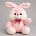 Pink Bunny Soft Toy with Tall Ears and Satin Bow