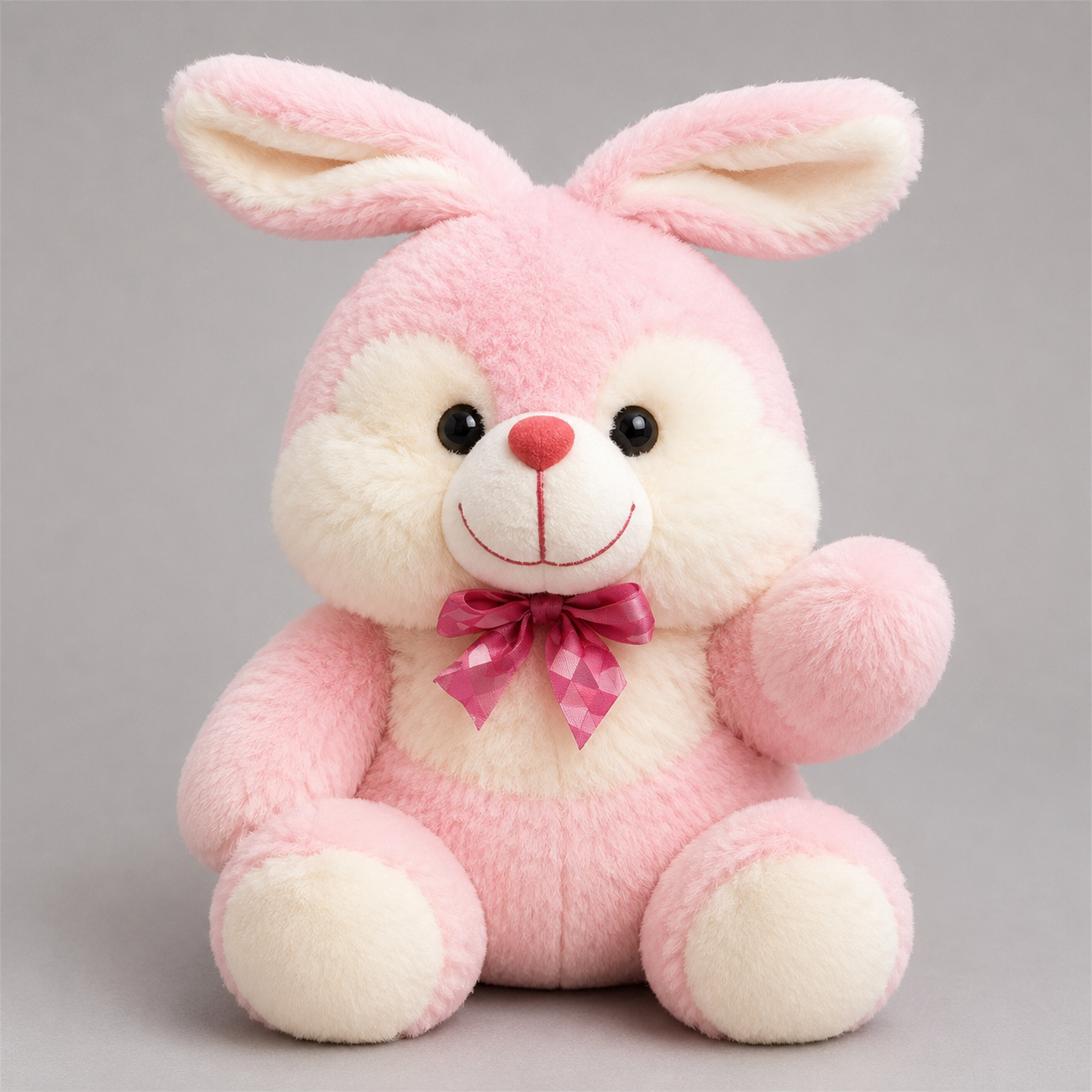 Pink Bunny Soft Toy with Tall Ears and Satin Bow