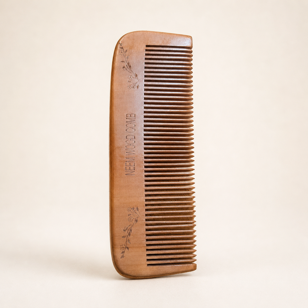 Neem Wood Comb for Hair Growth | Handmade Anti-Dandruff Wooden Comb | Natural Neem Comb