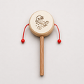 Wooden Dolphin Damroo Rattle for Babies | Handmade Engraved Wooden Drum Toy with Beaded Strings