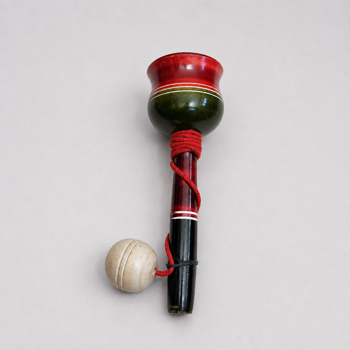 Traditional Wooden Damroo Rattle with Wooden Ball | Handmade Indian Drum Toy for Babies