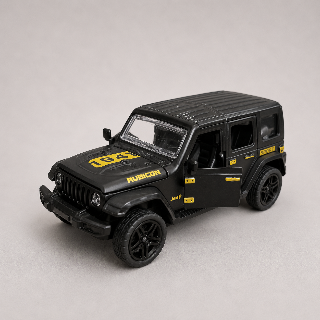 Jeep Wrangler Rubicon Diecast Pull-Back Car with Opening Door