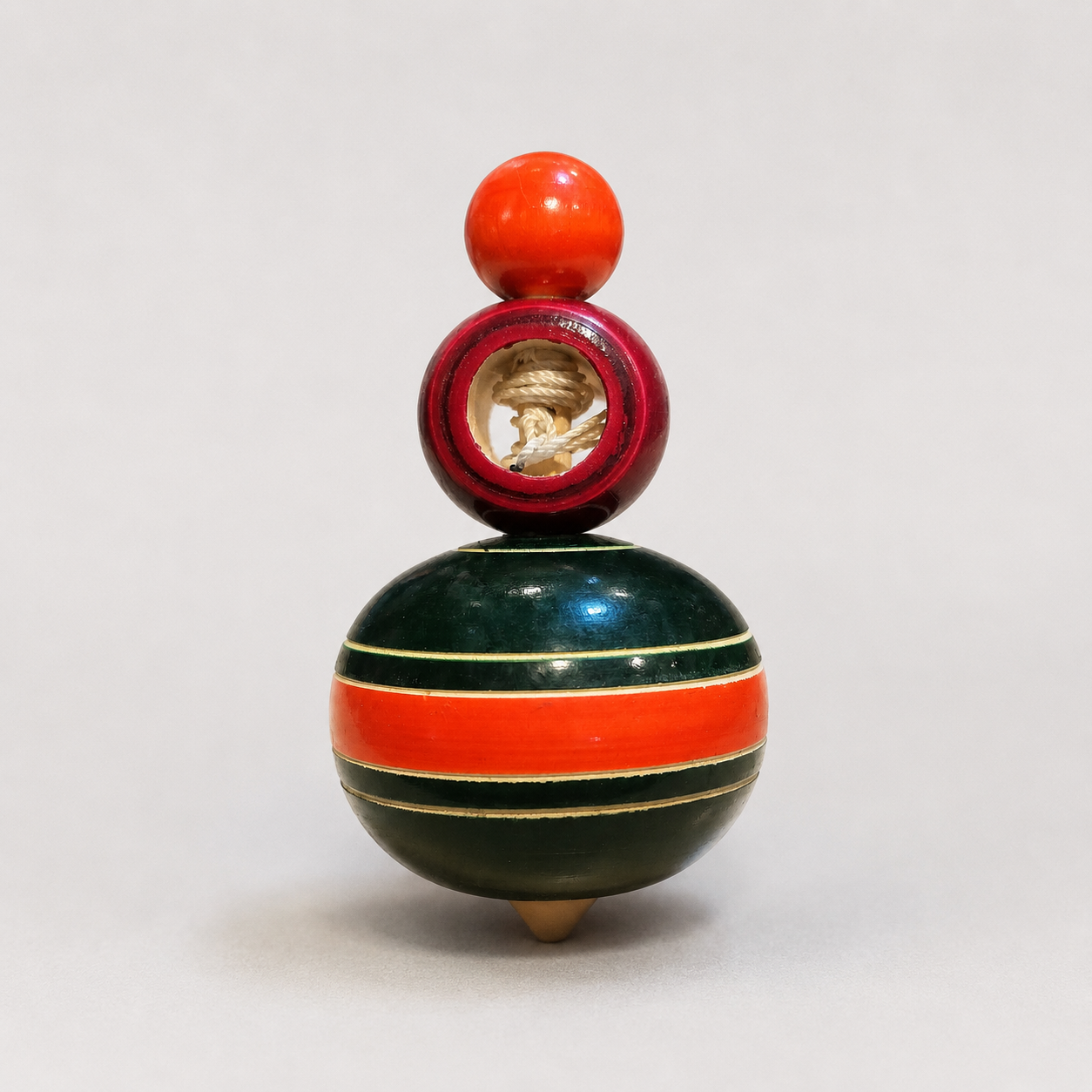 Wooden Stacked Spinning Top (Lattu) with Pull String | Handmade Traditional Layered Spin Toy