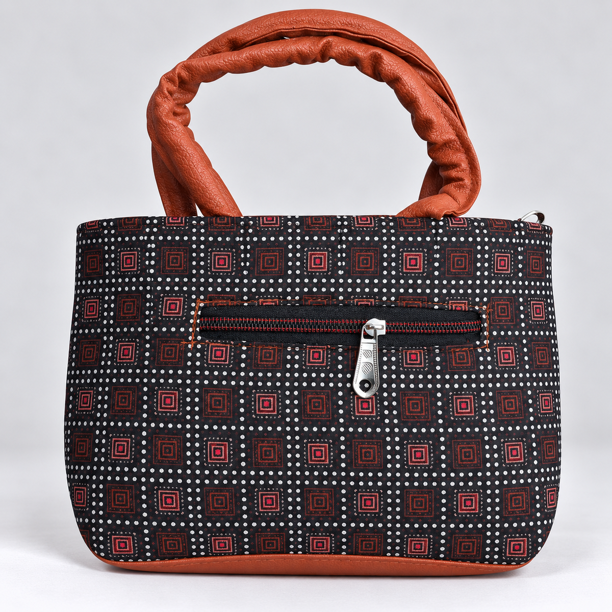Printed Mini Tote Handbag with Braided Handles | Ethnic Canvas Purse for Women