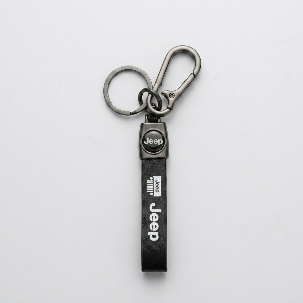 Jeep Leather Keychain – Premium Leather Keyring for Off-Road Enthusiasts